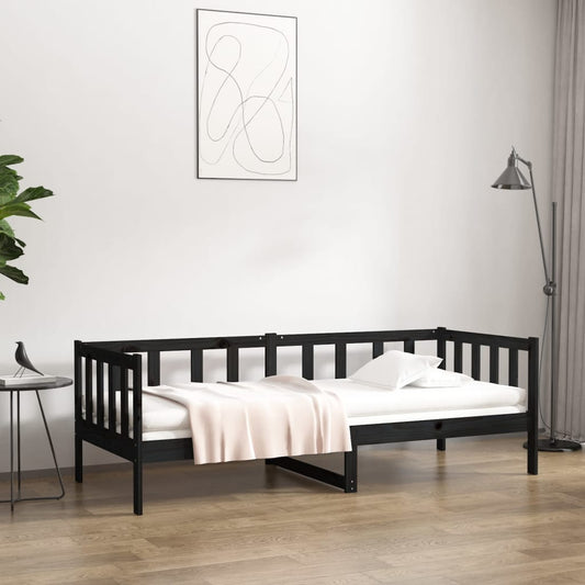 Tagesbett Schwarz 90x190 cm Massivholz Kiefer - Pazzar.ch