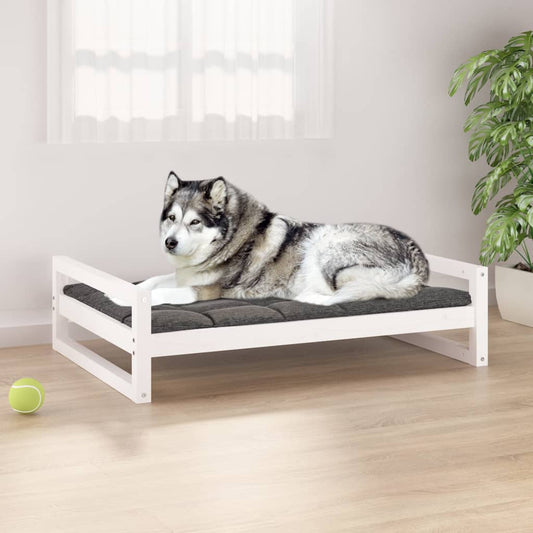 Hundebett Weiß 105,5x75,5x28 cm Massivholz Kiefer - Pazzar.ch