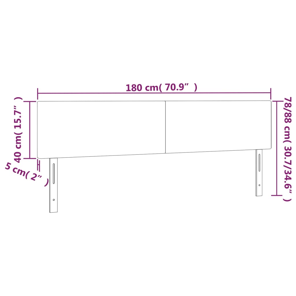 Kopfteile 2 Stk. Dunkelbraun 90x5x78/88 cm Stoff