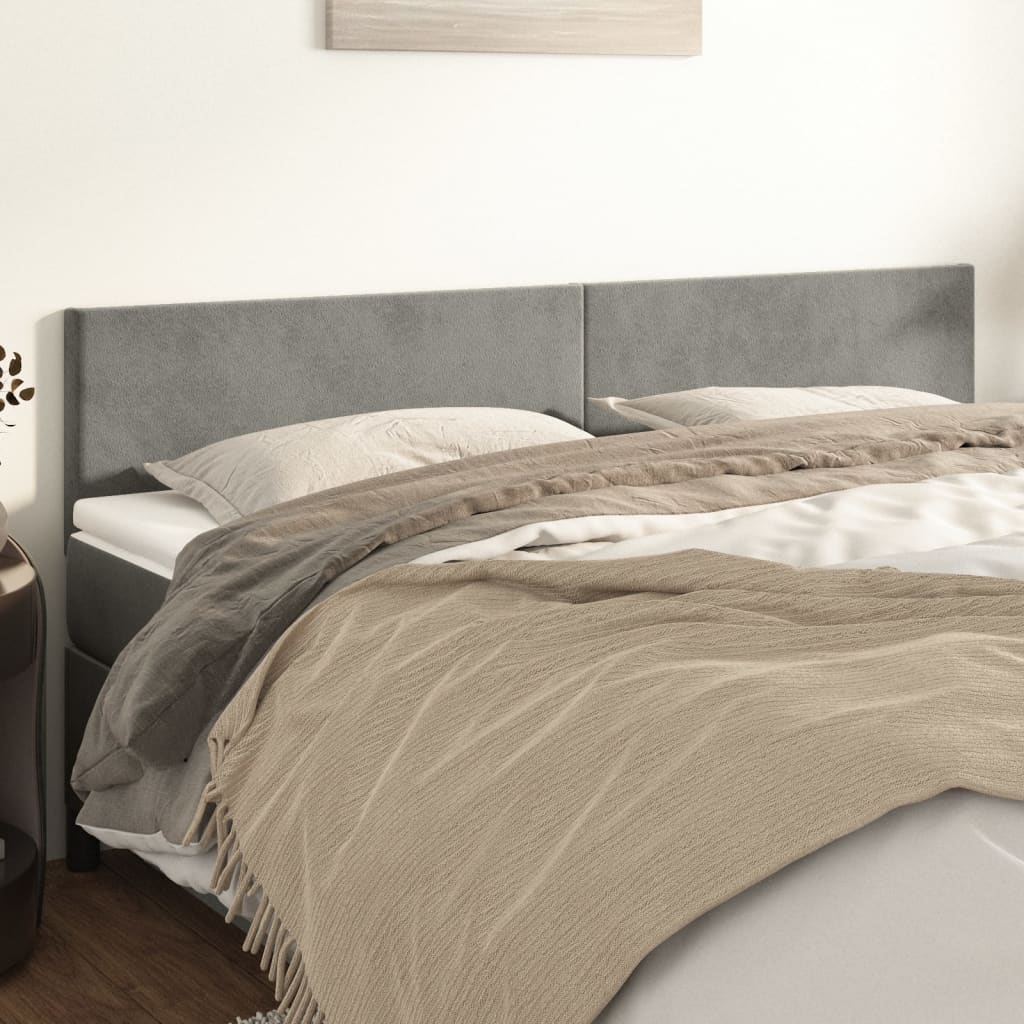 Kopfteile 2 Stk. Hellgrau 100x5x78/88 cm Samt - Pazzar.ch