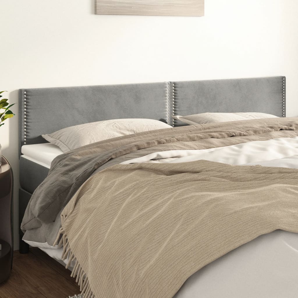 Kopfteile 2 Stk. Hellgrau 100x5x78/88 cm Samt - Pazzar.ch