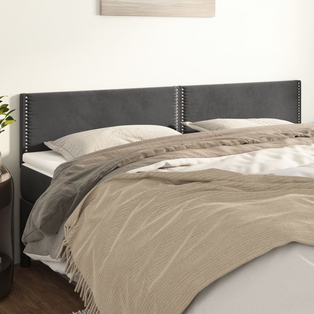 Kopfteile 2 Stk. Dunkelgrau 100x5x78/88 cm Samt