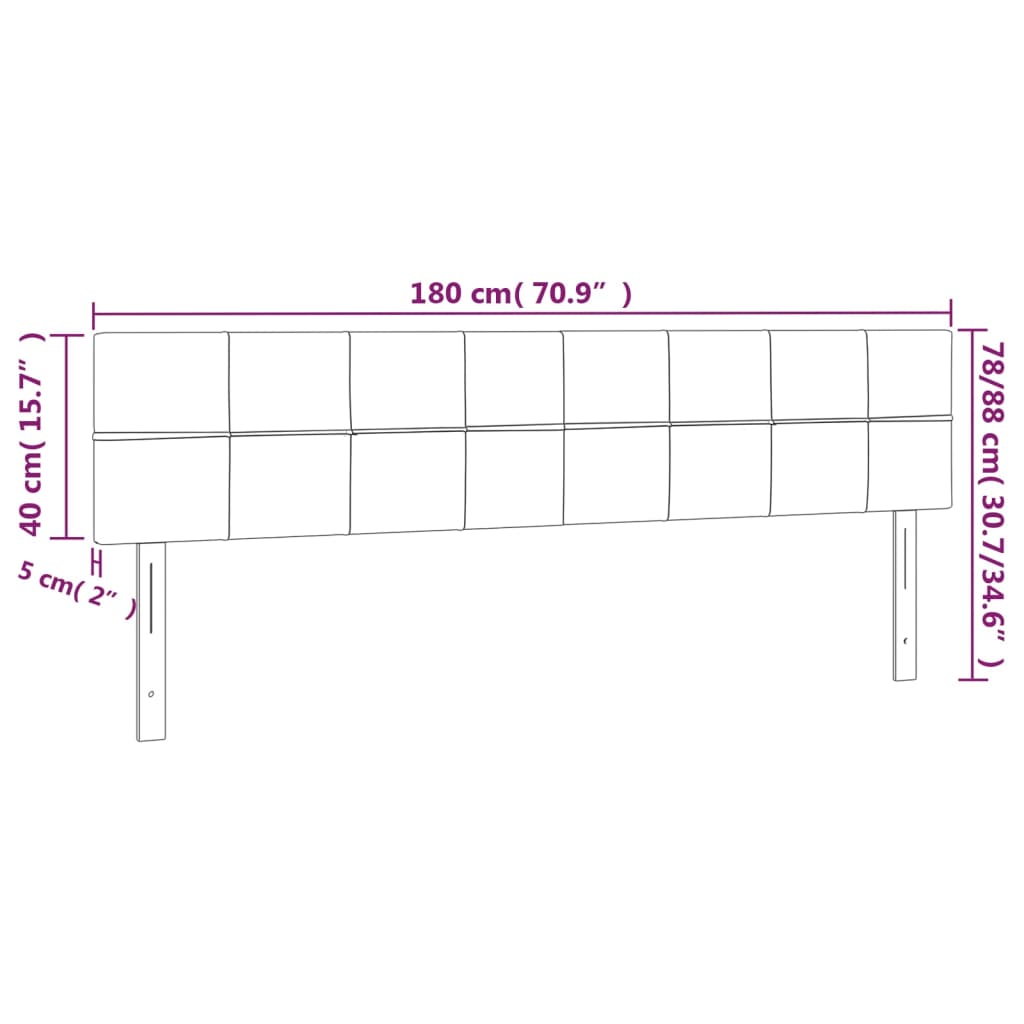 Kopfteile 2 Stk. Schwarz 90x5x78/88 cm Stoff