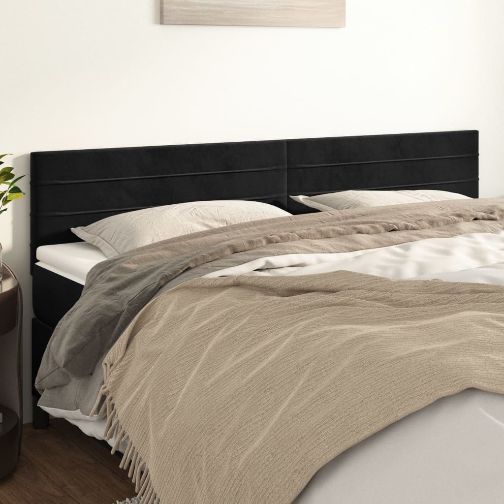 Kopfteile 2 Stk. Schwarz 100x5x78/88 cm Samt - Pazzar.ch