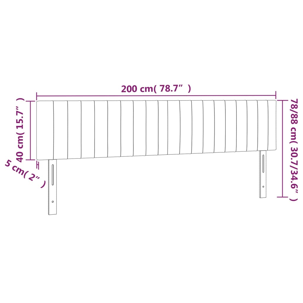 Kopfteile 2 Stk. Hellgrau 100x5x78/88 cm Samt