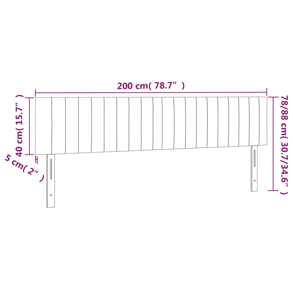 Kopfteile 2 Stk. Dunkelgrau 100x5x78/88 cm Samt