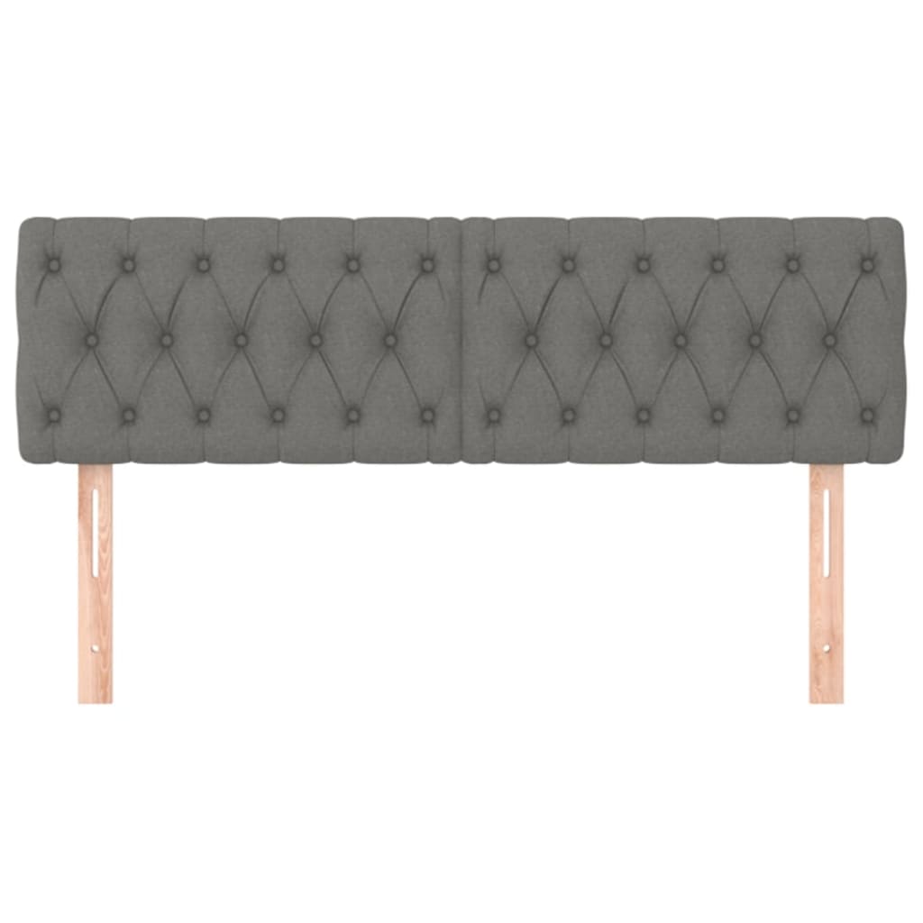Kopfteile 2 Stk. Dunkelgrau 80x7x78/88 cm Stoff