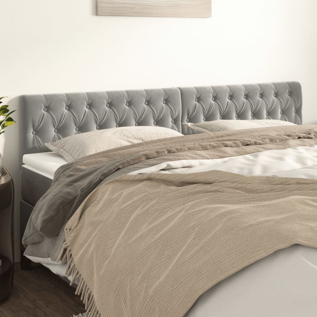 Kopfteile 2 Stk. Hellgrau 100x7x78/88 cm Samt - Pazzar.ch