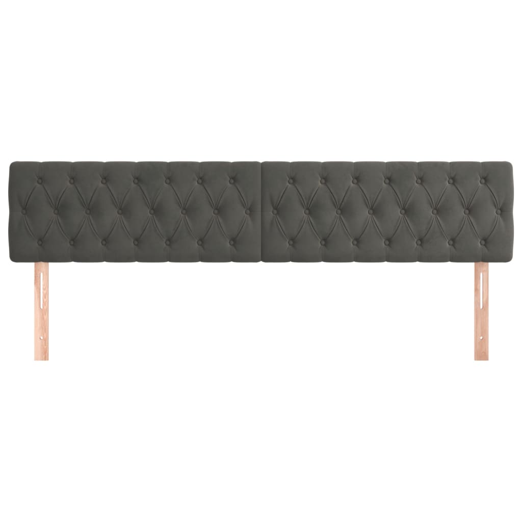 Kopfteile 2 Stk. Dunkelgrau 100x7x78/88 cm Samt