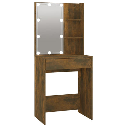 LED-Schminktisch mit Schrank Räuchereiche Holzwerkstoff - Pazzar.ch
