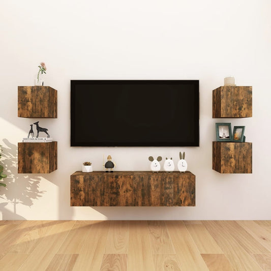 TV-Wandschrank 8 Stk. Räuchereiche 30,5x30x30 cm - Pazzar.ch