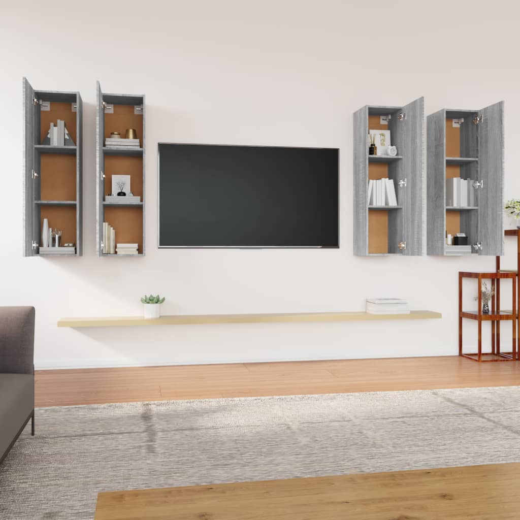 TV-Schränke 4 Stk. Grau Sonoma 30,5x30x110 cm Holzwerkstoff - Pazzar.ch