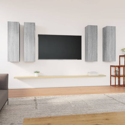 TV-Schränke 4 Stk. Grau Sonoma 30,5x30x110 cm Holzwerkstoff - Pazzar.ch