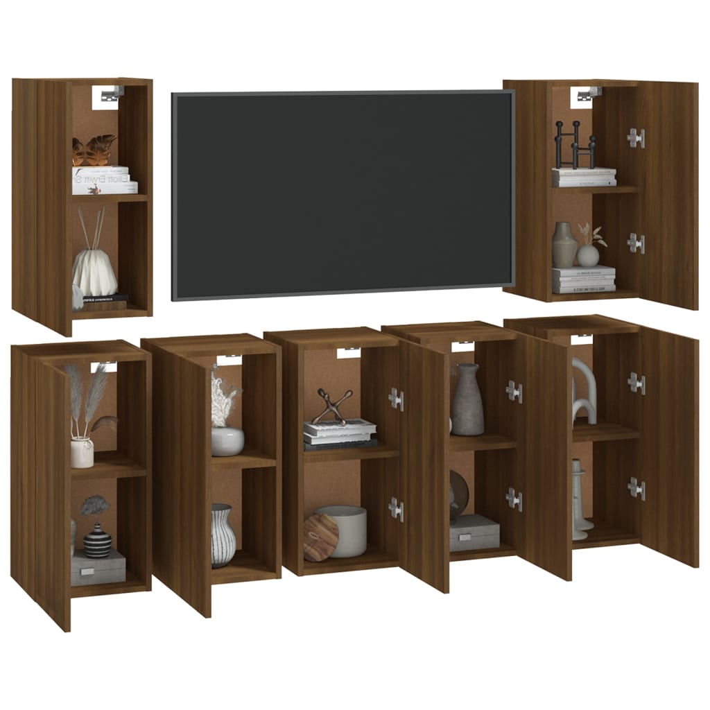 TV-Schränke 7Stk. Braun Eichen-Optik 30,5x30x60cm Holzwerkstoff