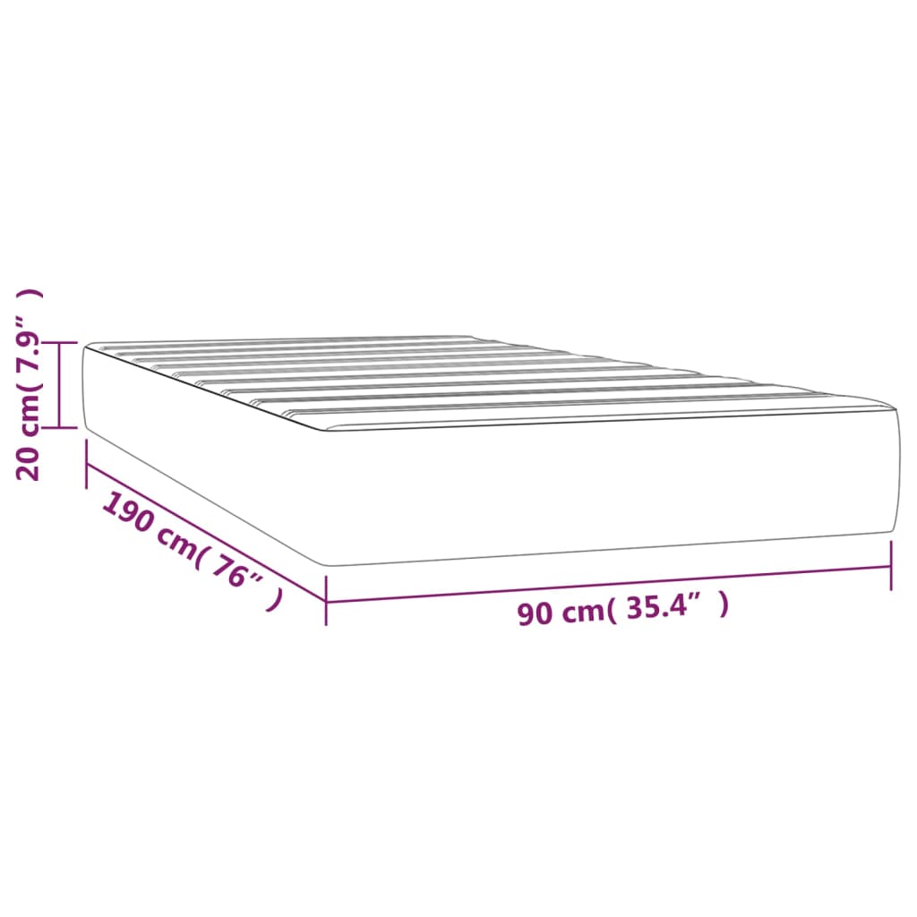 Taschenfederkernmatratze Dunkelgrau 90x190x20 cm Stoff - Pazzar.ch