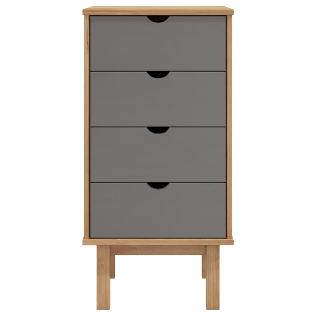 Schubladenschrank OTTA Braun&Grau 45x39x90 cm Massivholz - Pazzar.ch