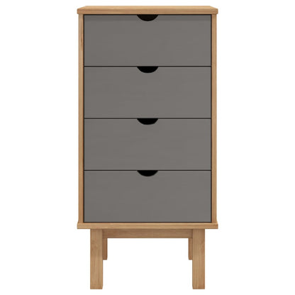 Schubladenschrank OTTA Braun&Grau 45x39x90 cm Massivholz - Pazzar.ch