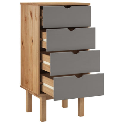 Schubladenschrank OTTA Braun&Grau 45x39x90 cm Massivholz - Pazzar.ch