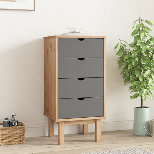 Schubladenschrank OTTA Braun&Grau 45x39x90 cm Massivholz - Pazzar.ch