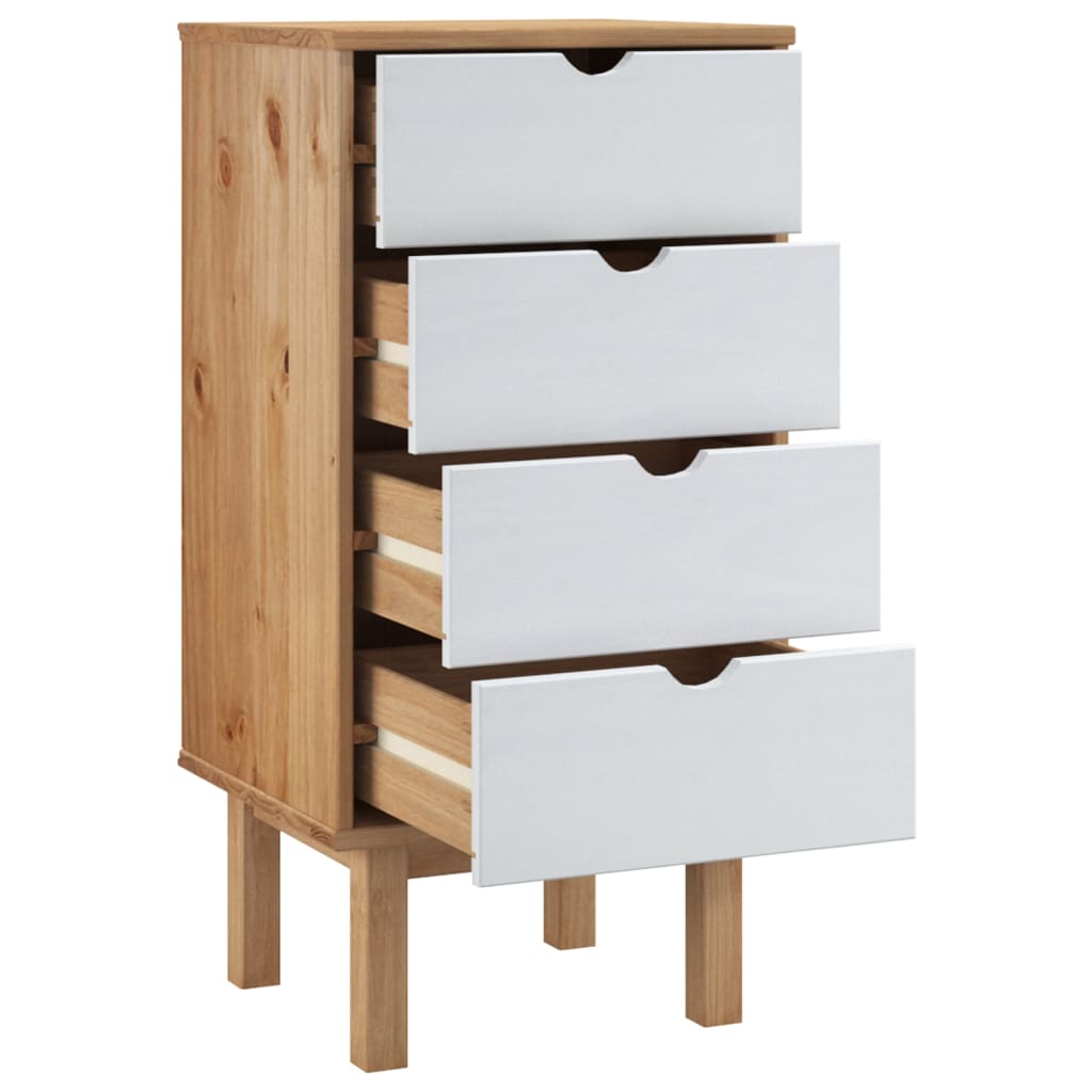 Schubladenschrank OTTA Braun&Weiß 46x39,5x90 cm Massivholz - Pazzar.ch
