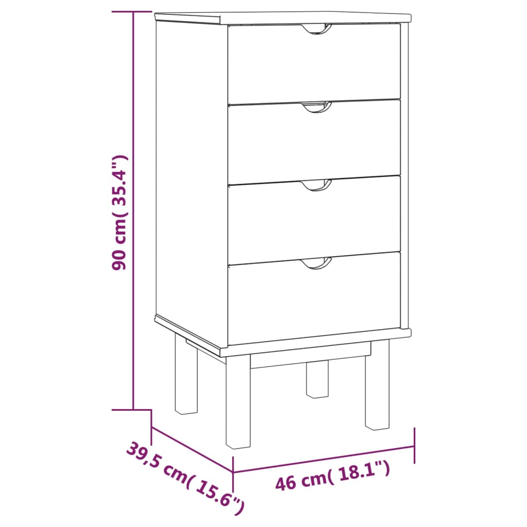 Schubladenschrank OTTA Braun&Weiß 46x39,5x90 cm Massivholz
