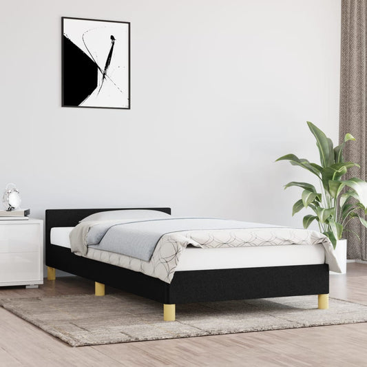 Bettgestell mit Kopfteil Schwarz 90x200 cm Stoff - Pazzar.ch