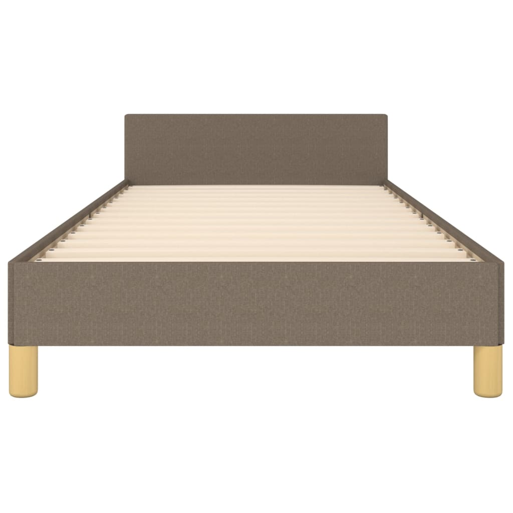 Bettgestell mit Kopfteil ohne Matratze Taupe 90x200 cm Stoff