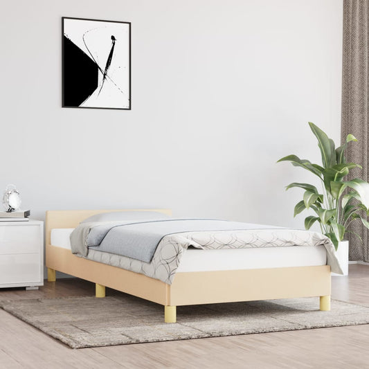 Bettgestell mit Kopfteil Creme 90x200 cm Stoff - Pazzar.ch