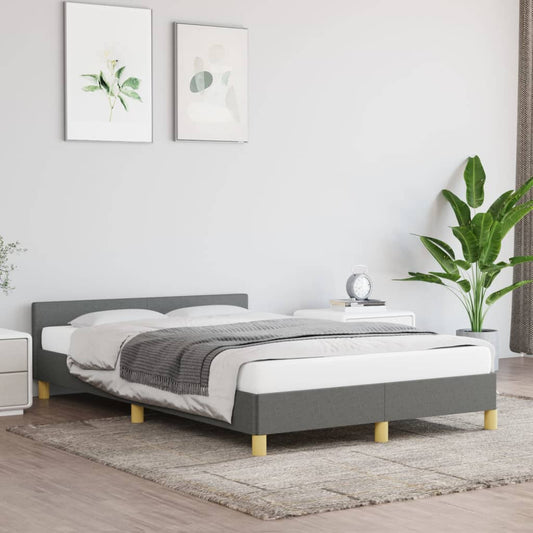 Bettgestell mit Kopfteil Dunkelgrau 120x200 cm Stoff - Pazzar.ch