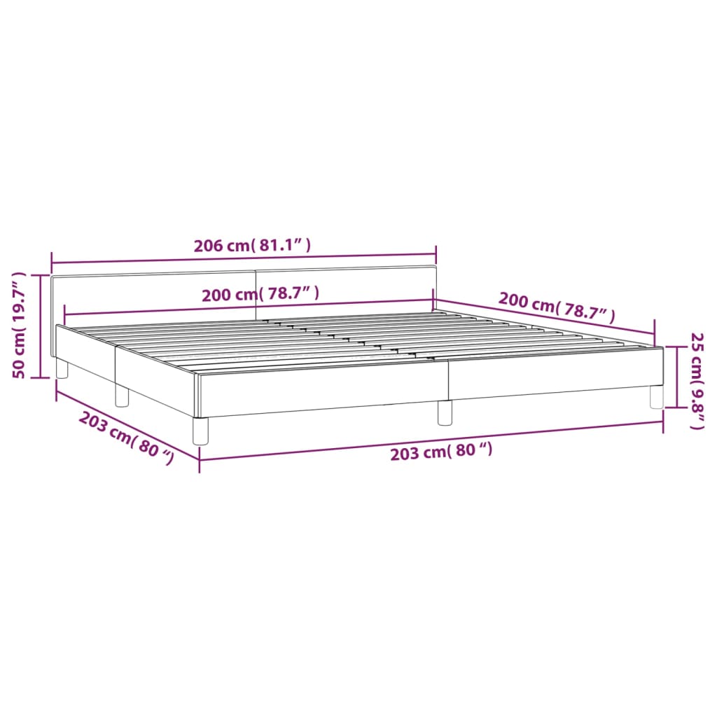 Bettgestell mit Kopfteil Hellgrau 200x200 cm Stoff - Pazzar.ch