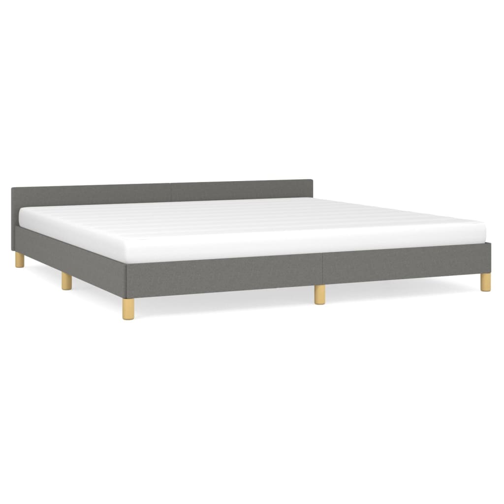 Bettgestell mit Kopfteil Dunkelgrau 200x200 cm Stoff - Pazzar.ch