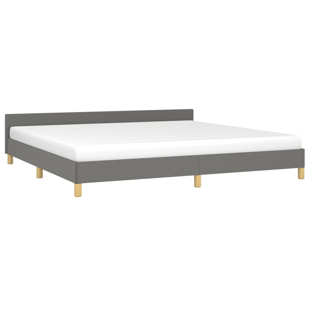 Bettgestell mit Kopfteil Dunkelgrau 200x200 cm Stoff - Pazzar.ch
