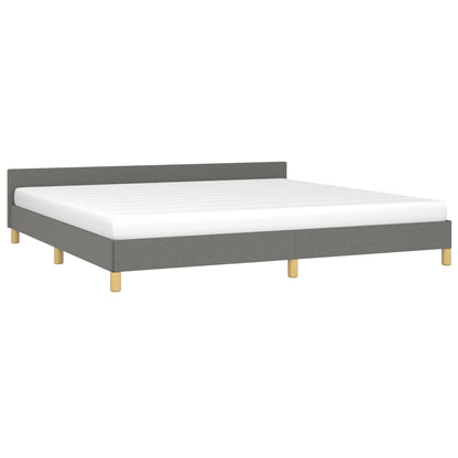 Bettgestell mit Kopfteil Dunkelgrau 200x200 cm Stoff - Pazzar.ch