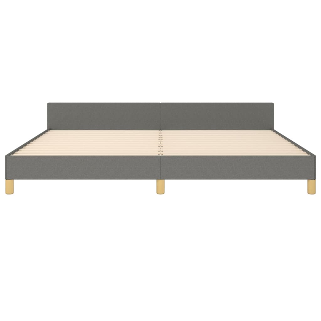 Bettgestell mit Kopfteil Dunkelgrau 200x200 cm Stoff - Pazzar.ch