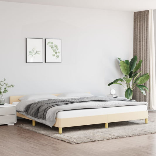 Bettgestell mit Kopfteil Creme 200x200 cm Stoff - Pazzar.ch