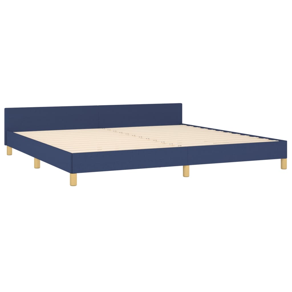 Bettgestell mit Kopfteil Blau 200x200 cm Stoff - Pazzar.ch