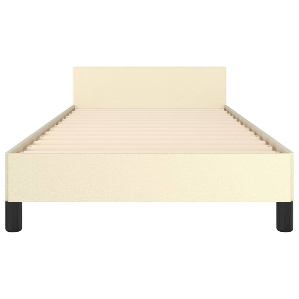 Bettgestell mit Kopfteil ohne Matratze Creme 80x200 cm