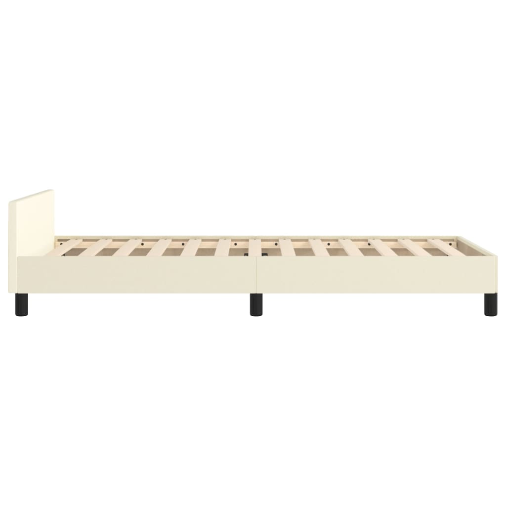 Bettgestell mit Kopfteil ohne Matratze Creme 80x200 cm