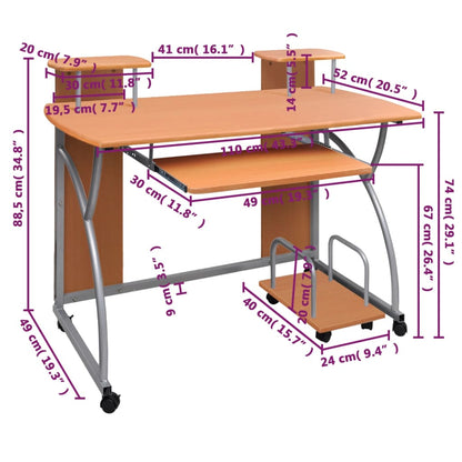 Computertisch Braun 110x52x88,5 cm Holzwerkstoff - Pazzar.ch