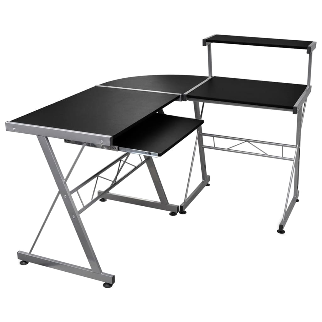 Eck-Computertisch Schwarz 132x112x99 cm Holzwerkstoff - Pazzar.ch