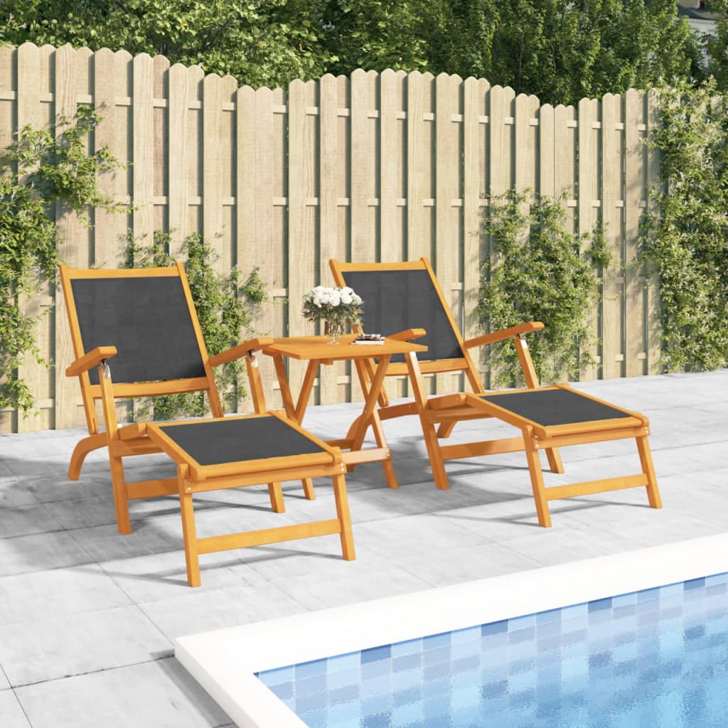Garten-Liegestühle 2 Stk. Massivholz Akazie und Textilene - Pazzar.ch