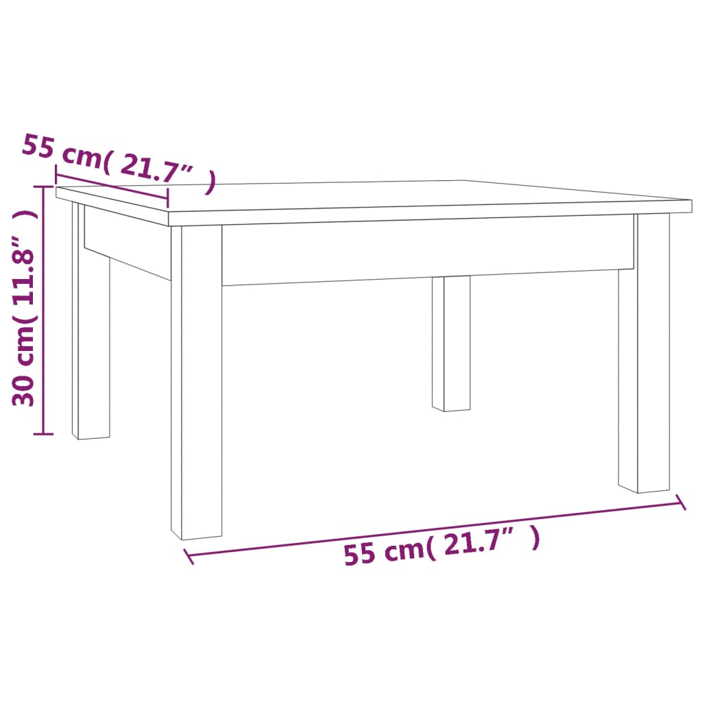 Couchtisch Grau 55x55x30 cm Massivholz Kiefer - Pazzar.ch