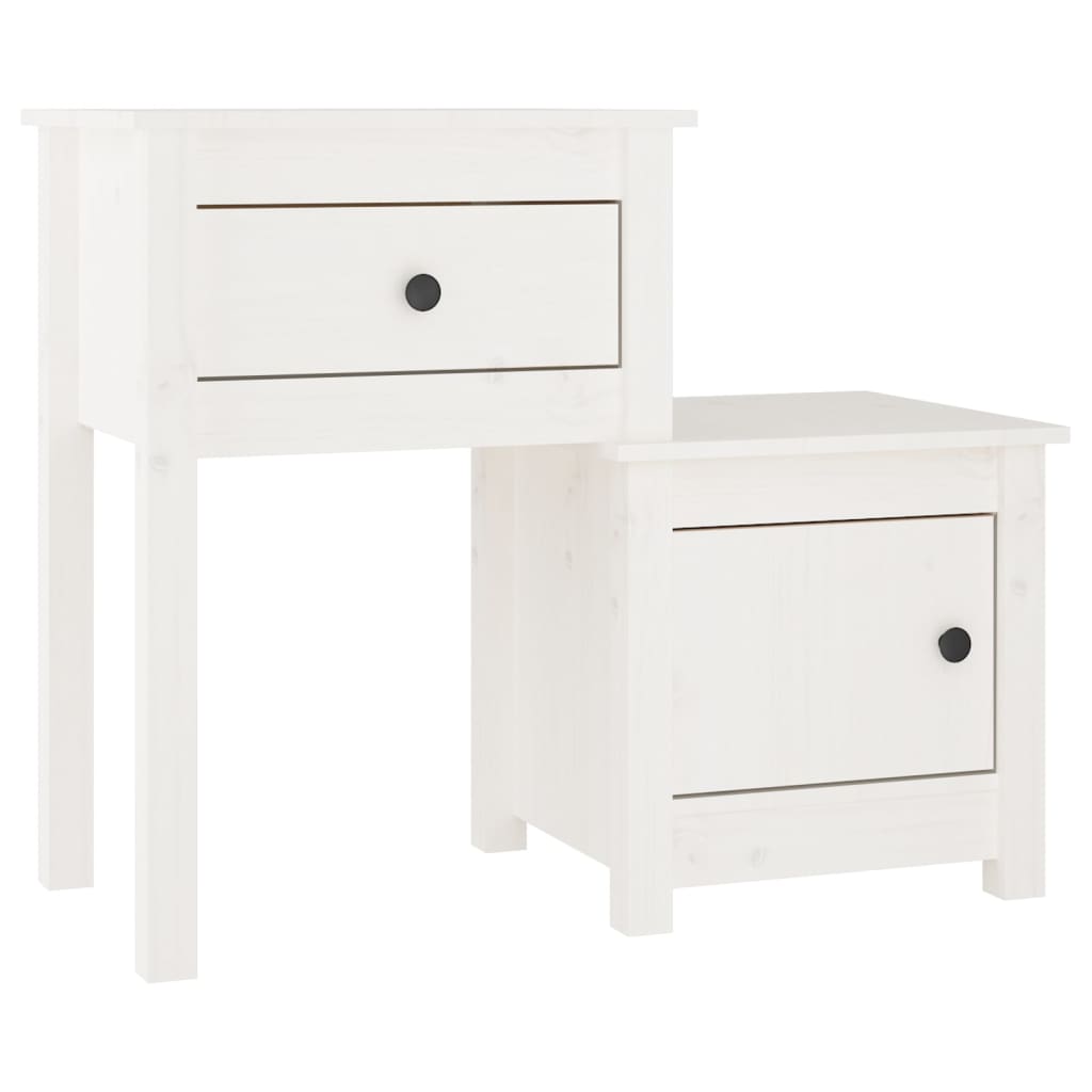 Nachttische 2 Stk. Weiß 79,5x38x65,5 cm Massivholz Kiefer - Pazzar.ch