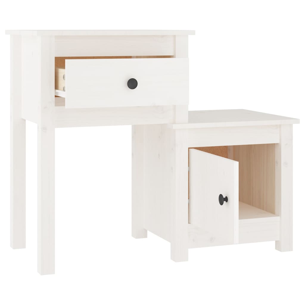 Nachttische 2 Stk. Weiß 79,5x38x65,5 cm Massivholz Kiefer - Pazzar.ch