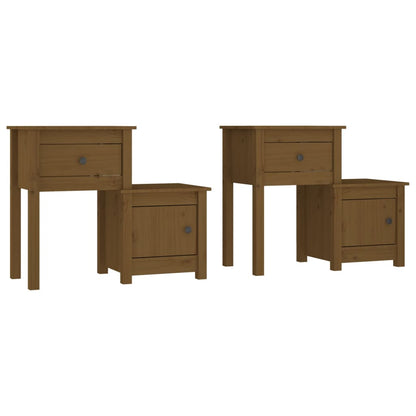 Nachttische 2 Stk. Honigbraun 79,5x38x65,5cm Massivholz Kiefer - Pazzar.ch