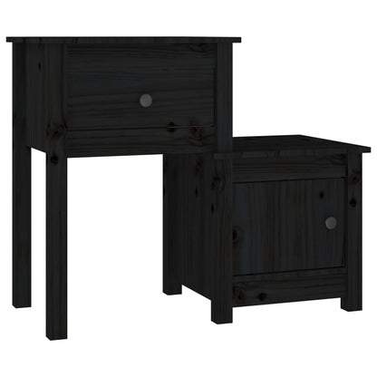 Nachttisch Schwarz 79,5x38x65,5 cm Massivholz Kiefer - Pazzar.ch