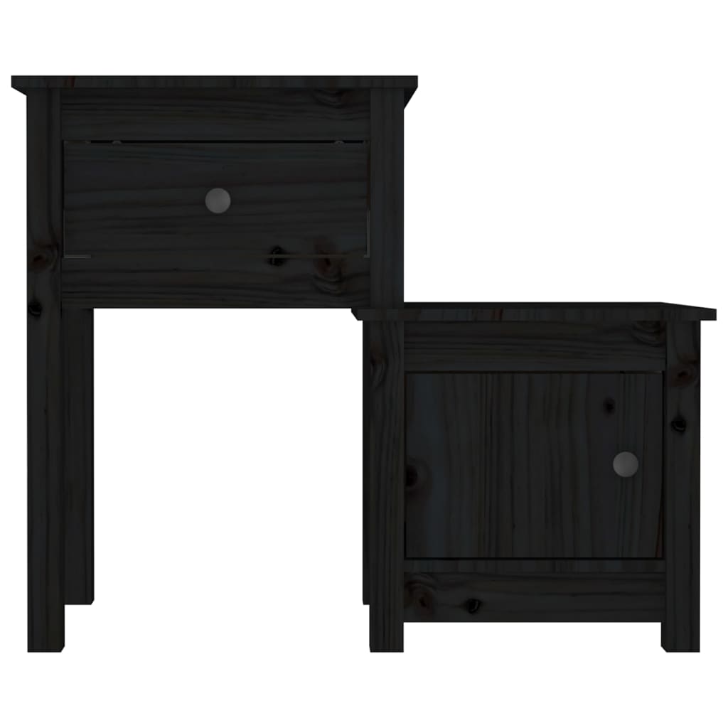 Nachttische 2 Stk. Schwarz 79,5x38x65,5 cm Massivholz Kiefer - Pazzar.ch