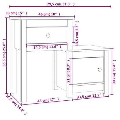 Nachttische 2 Stk. Schwarz 79,5x38x65,5 cm Massivholz Kiefer - Pazzar.ch