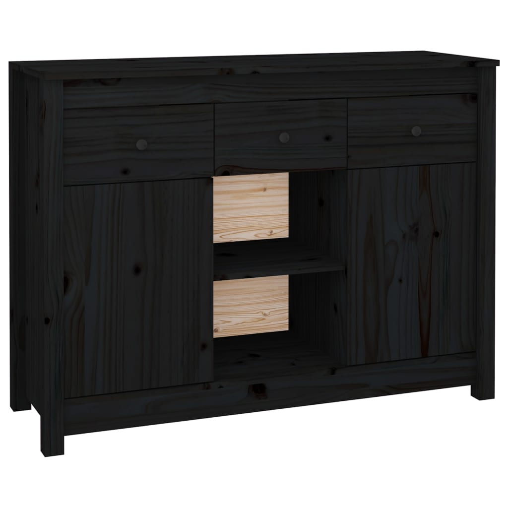 Sideboard Schwarz 100x35x74,5 cm Massivholz Kiefer - Pazzar.ch