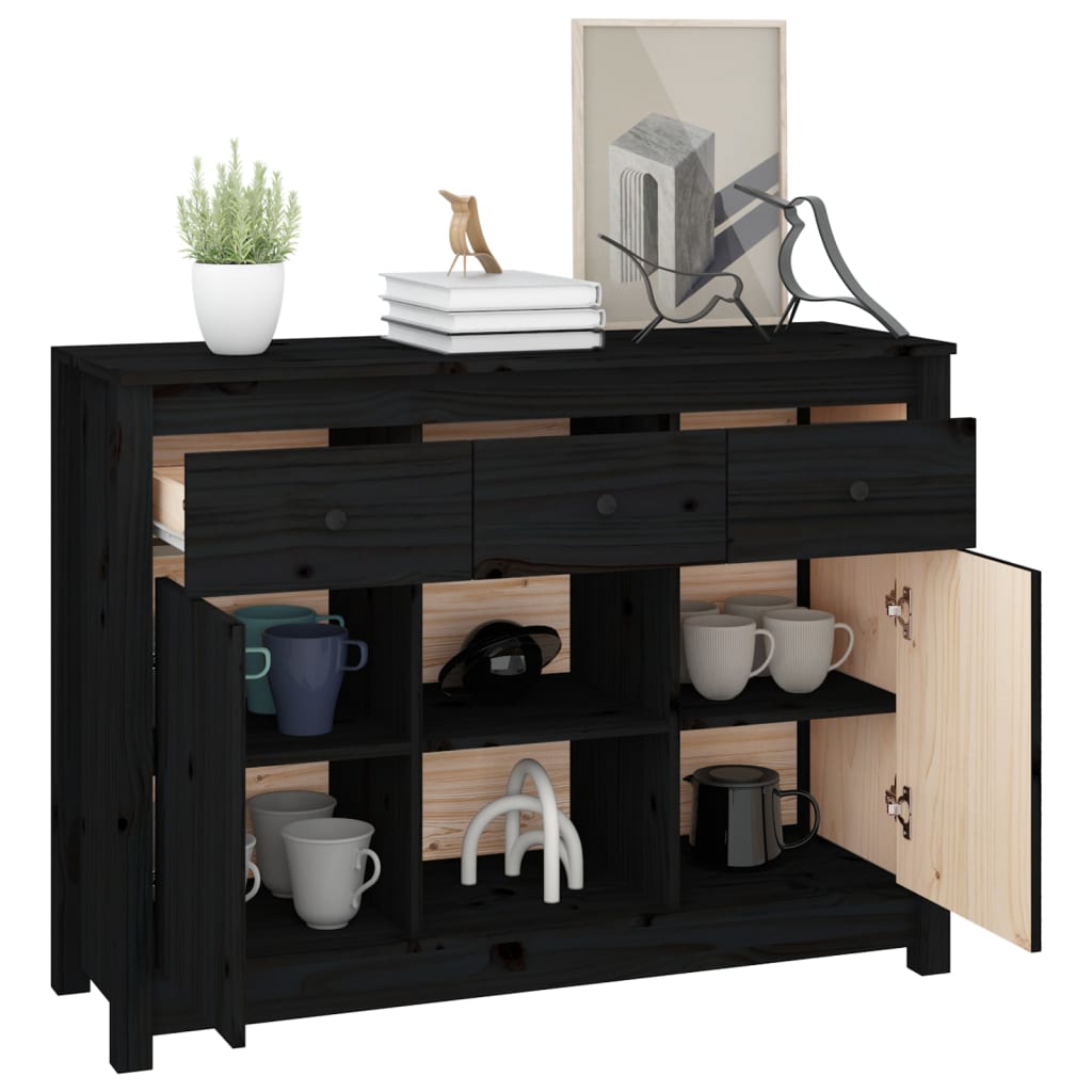 Sideboard Schwarz 100x35x74,5 cm Massivholz Kiefer - Pazzar.ch